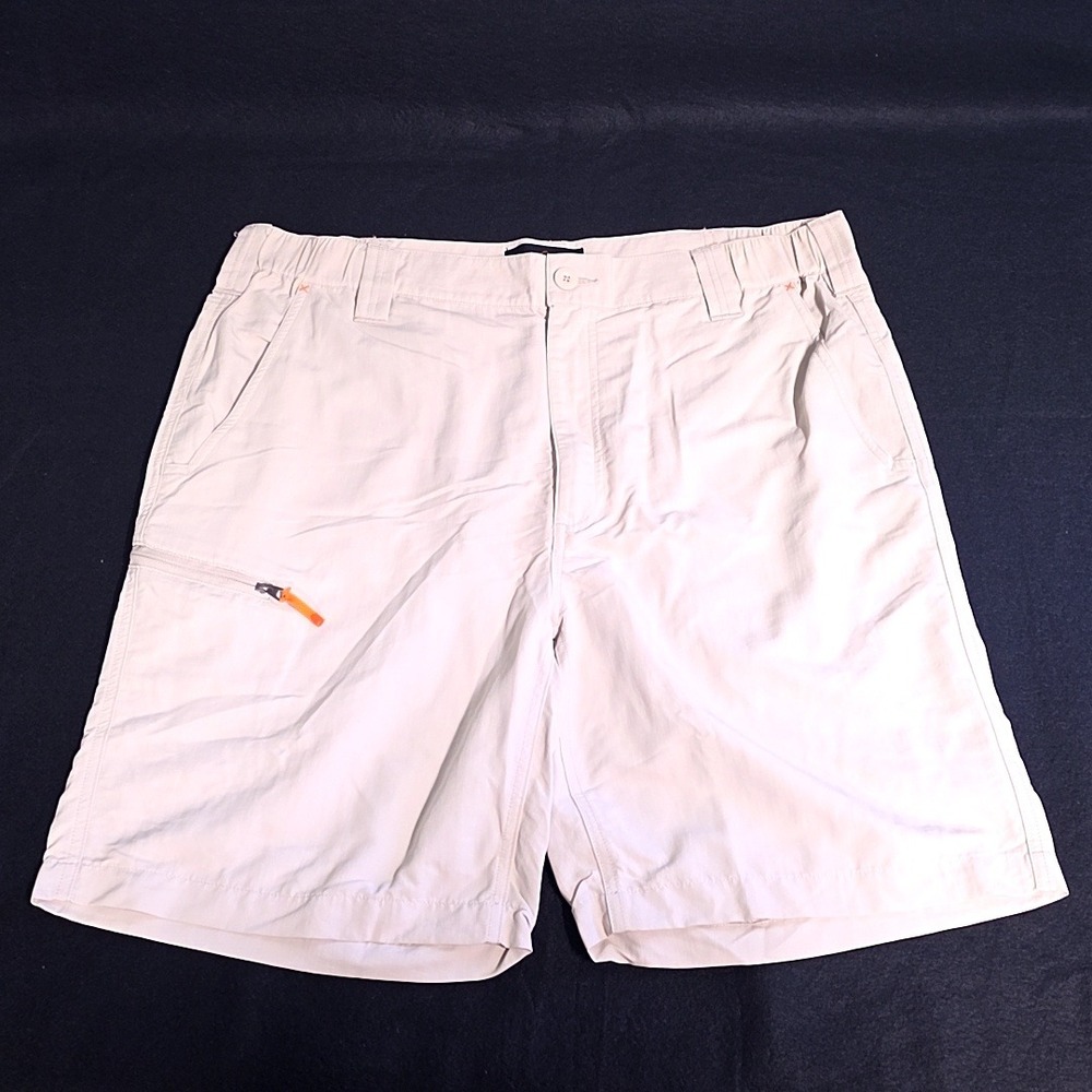 Orvis Hiking Shorts Mens L Khaki Nylon Cargo Lightweight Outdoor Adventure